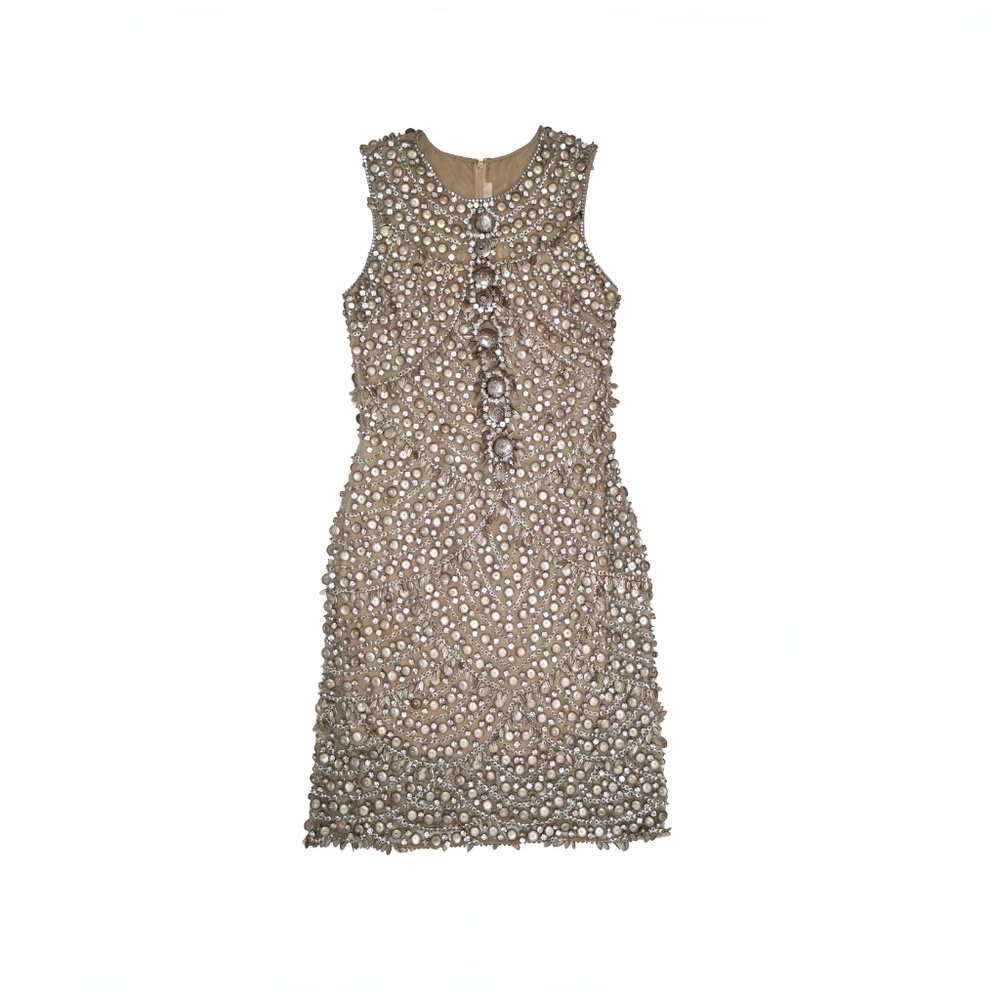 Vintage Naeem Khan Embellished Silk Mini Dress – Size US 8 – Made in USA